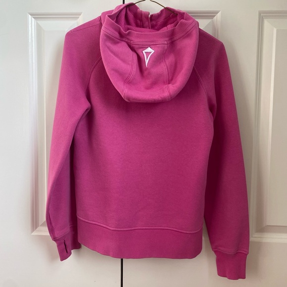 Ivivva (Girl’s Lululemon) Zip Up Jacket with Logo on Hood, Bright Pink, Size 12 - Picture 2 of 3